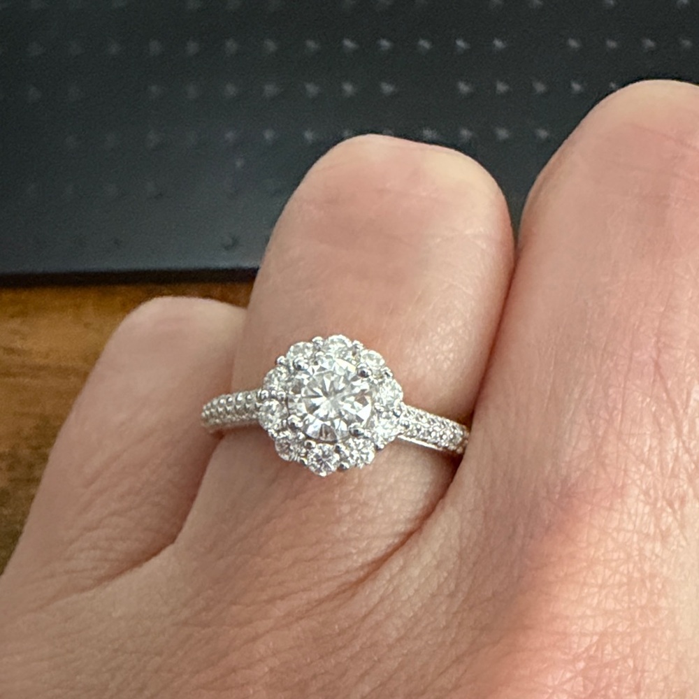 925 Silver Elegant 0.5 ct Moissanite Engagement Ring Sz 7